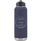 Personalized navy 32 oz vacuum insulated water bottle with 'Name and Date' design