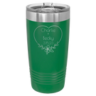 Personalized green 20 oz vacuum insulated tumbler with 'Name and Date2' design