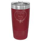 Personalized maroon 20 oz vacuum insulated tumbler with 'Name and Date2' design