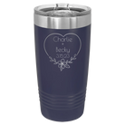 Personalized navy 20 oz vacuum insulated tumbler with 'Name and Date2' design