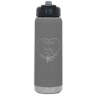 Personalized dark gray 20 oz vacuum insulated water bottle with 'Name and Date2' design