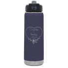 Personalized navy 20 oz vacuum insulated water bottle with 'Name and Date2' design