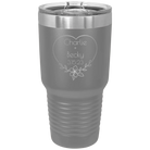 Personalized dark gray 30 oz vacuum insulated tumbler with 'Name and Date2' design