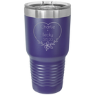 Personalized purple 30 oz vacuum insulated tumbler with 'Name and Date2' design