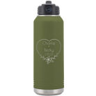 Personalized olive green 32 oz vacuum insulated water bottle with 'Name and Date2' design