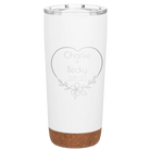 Personalized white 20 oz vacuum insulated tumbler with 'Name and Date2' design