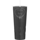 Personalized black 20 oz vacuum insulated tumbler with 'Name and Date2' design