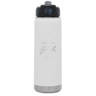 Personalized white 20 oz vacuum insulated water bottle with 'Name Name Last Name est' design