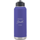 Personalized purple 32 oz vacuum insulated water bottle with 'Name Name Last Name est' design