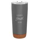 Personalized storm gray 20 oz vacuum insulated tumbler with 'Name Name Last Name est' design