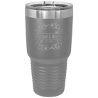 Personalized dark gray 30 oz vacuum insulated tumbler with 'Names and est' design