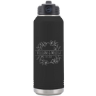 Personalized black 32 oz vacuum insulated water bottle with 'Names and est' design