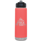 Laser etched coral 20 oz vacuum insulated water bottle with 'The Tiny Humans Stole My Sanity' design