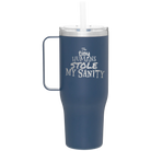Laser etched constellation 40 oz vacuum insulated tumbler mug with 'The Tiny Humans Stole My Sanity' design