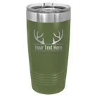 Personalized olive green 20 oz vacuum insulated tumbler with 'Antler2' design