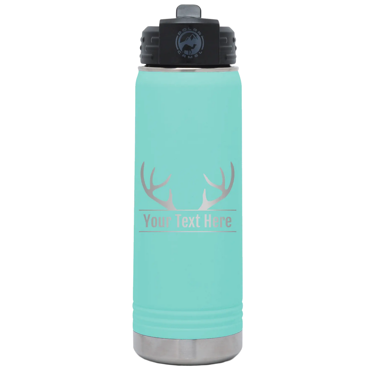 Personalized Silver Aluminum Water Bottle - 20oz Custom Gymnastics Sport Bottle With Carabiner