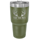 Personalized olive green 30 oz vacuum insulated tumbler with 'Antler2' design