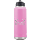 Personalized light purple 32 oz vacuum insulated water bottle with 'Antler2' design