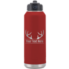 Personalized maroon 32 oz vacuum insulated water bottle with 'Antler2' design