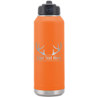 Personalized orange 32 oz vacuum insulated water bottle with 'Antler2' design