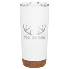Personalized white 20 oz vacuum insulated tumbler with 'Antler2' design