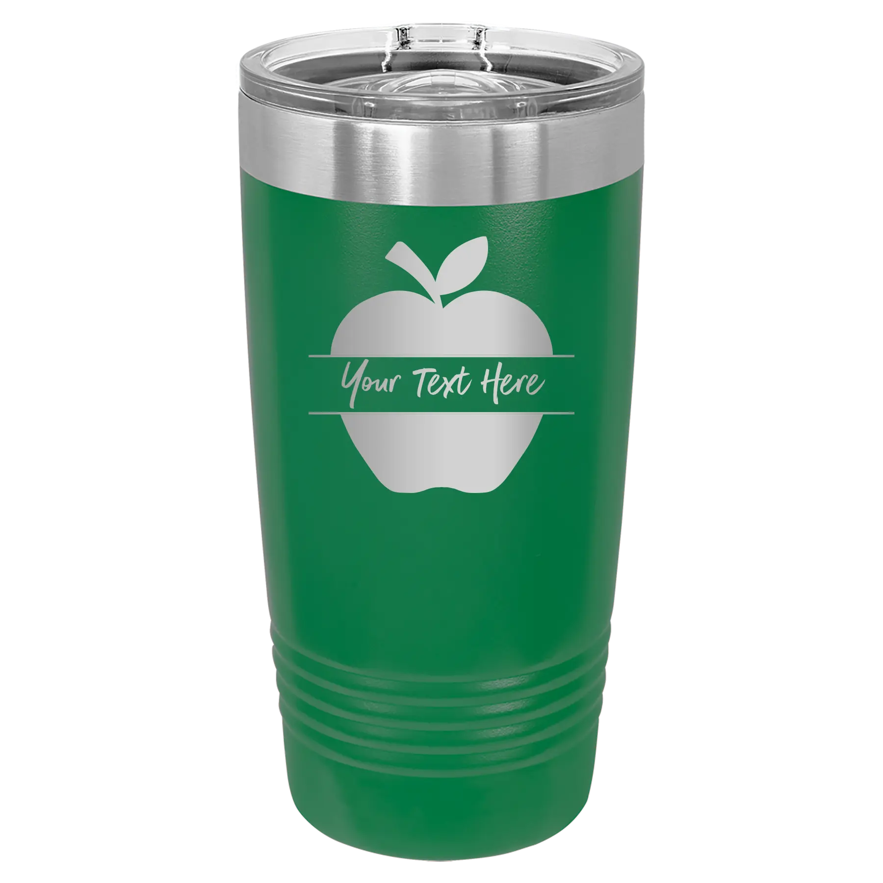 Personalized green 20 oz vacuum insulated tumbler with 'Apple' design