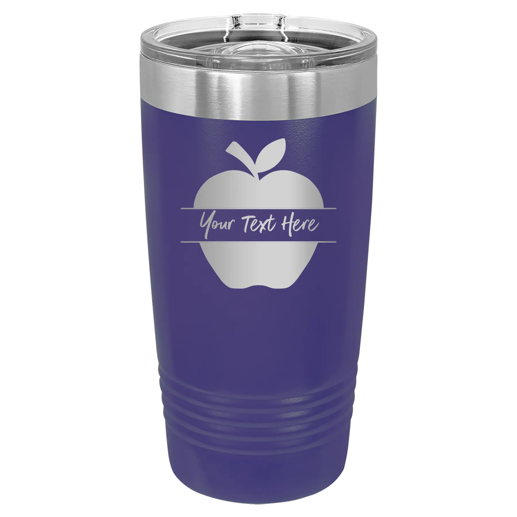 Personalized purple 20 oz vacuum insulated tumbler with 'Apple' design