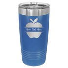 Personalized royal blue 20 oz vacuum insulated tumbler with 'Apple' design