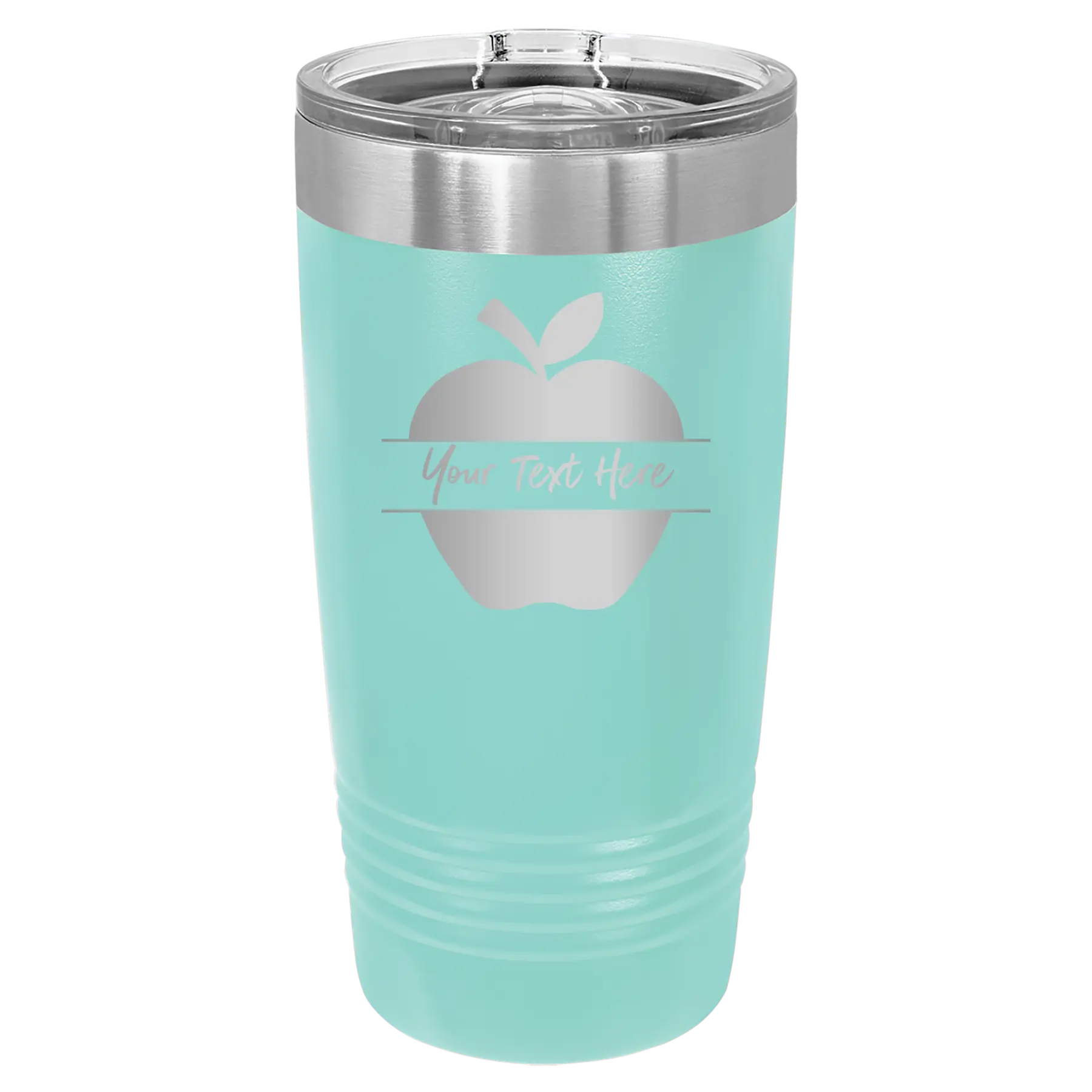 Personalized teal 20 oz vacuum insulated tumbler with 'Apple' design