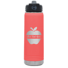Personalized coral 20 oz vacuum insulated water bottle with 'Apple' design