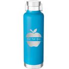 Personalized aqua 24 oz vacuum insulated water bottle with 'Apple' design