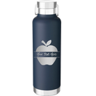 Personalized navy 24 oz vacuum insulated water bottle with 'Apple' design