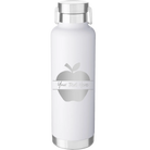 Personalized white 24 oz vacuum insulated water bottle with 'Apple' design