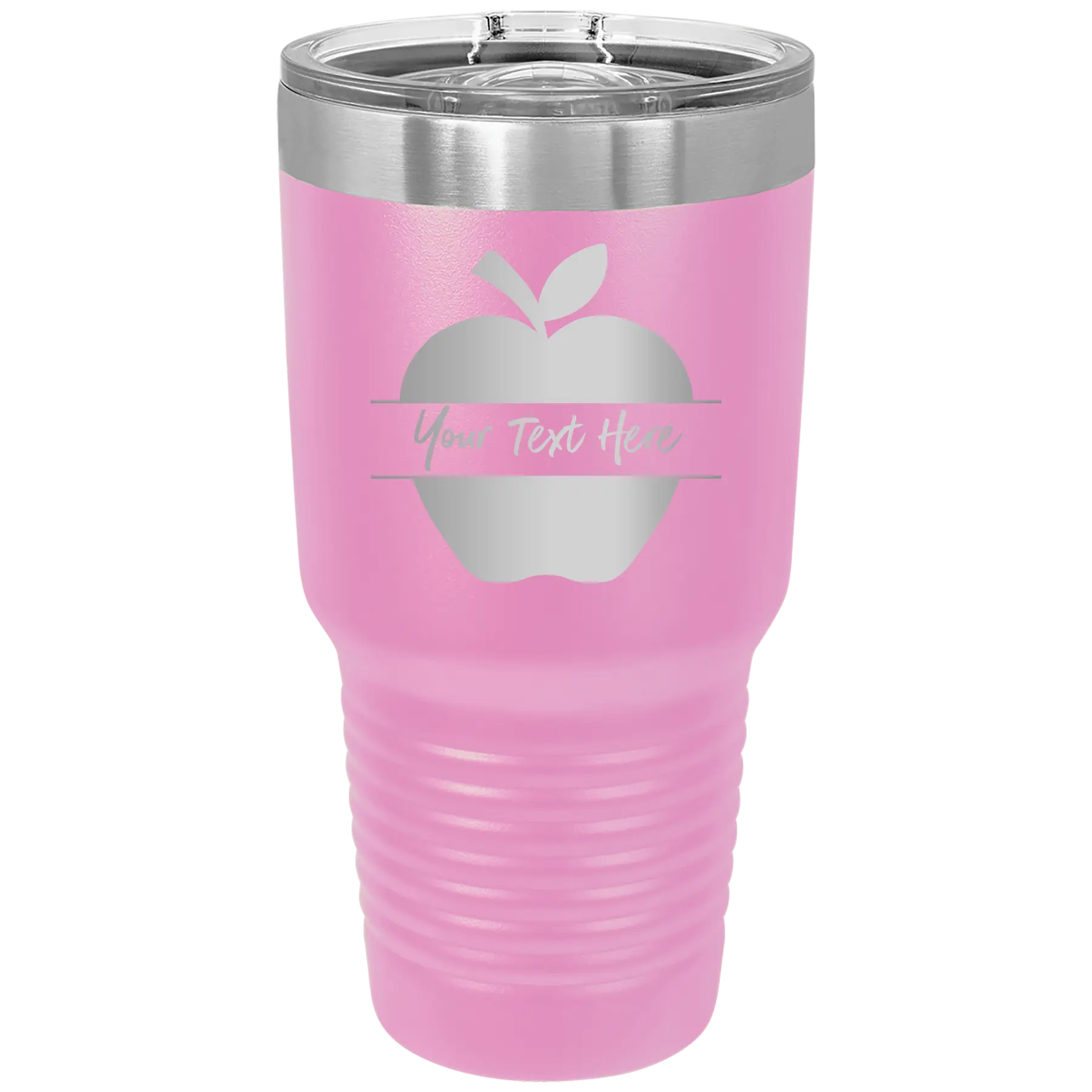 Personalized light purple 30 oz vacuum insulated tumbler with 'Apple' design