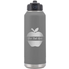 Personalized dark gray 32 oz vacuum insulated water bottle with 'Apple' design