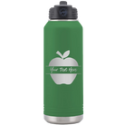 Personalized green 32 oz vacuum insulated water bottle with 'Apple' design