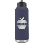 Personalized navy 32 oz vacuum insulated water bottle with 'Apple' design