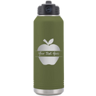 Personalized olive green 32 oz vacuum insulated water bottle with 'Apple' design