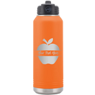 Personalized orange 32 oz vacuum insulated water bottle with 'Apple' design