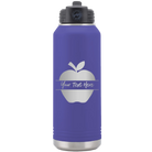 Personalized purple 32 oz vacuum insulated water bottle with 'Apple' design