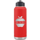 Personalized red 32 oz vacuum insulated water bottle with 'Apple' design
