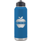 Personalized royal blue 32 oz vacuum insulated water bottle with 'Apple' design