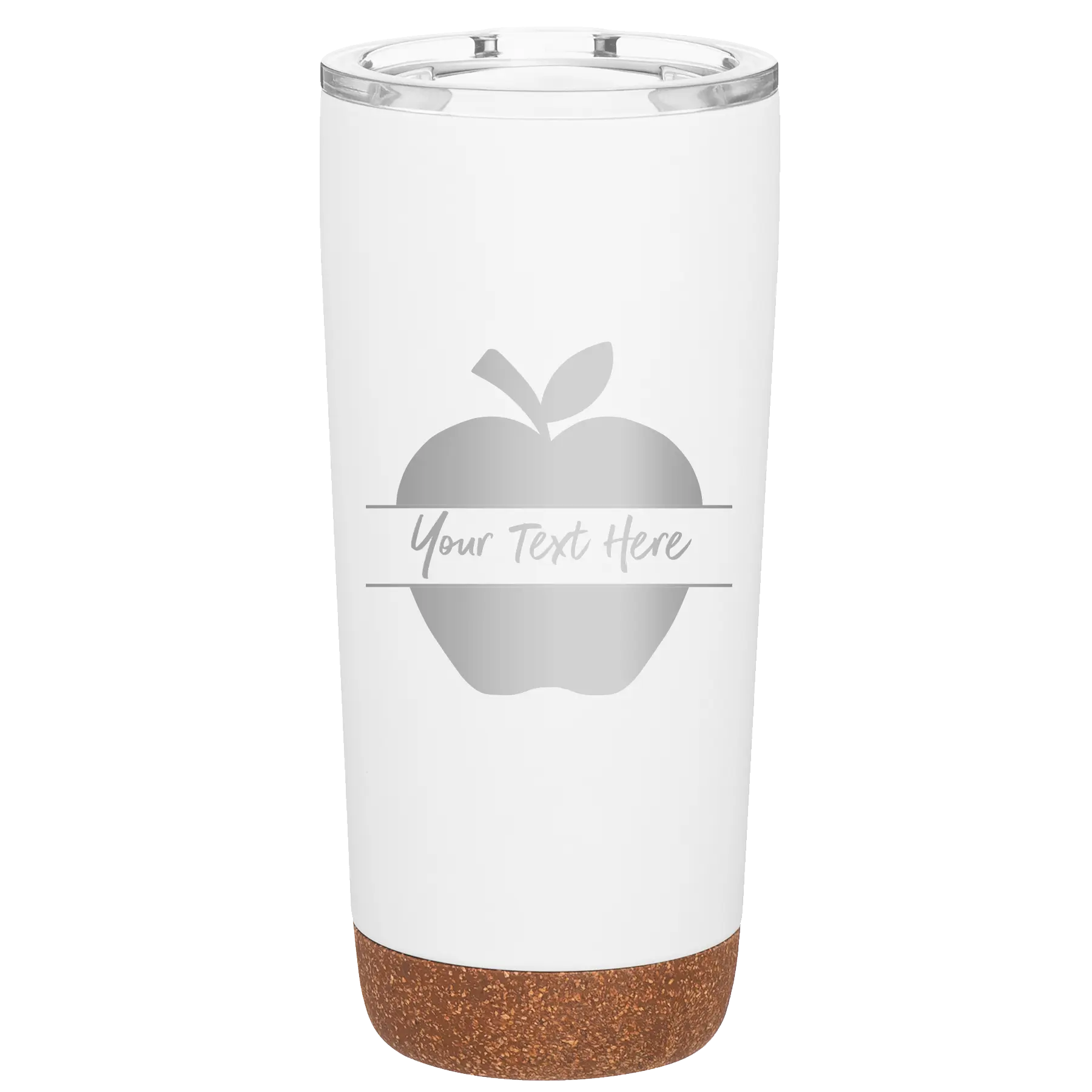 Personalized white 20 oz vacuum insulated tumbler with 'Apple' design