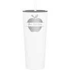 Personalized white 20 oz vacuum insulated tumbler with 'Apple' design