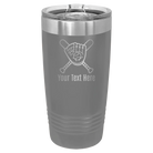 Personalized dark gray 20 oz vacuum insulated tumbler with 'Baseball and Glove' design
