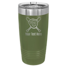 Personalized olive green 20 oz vacuum insulated tumbler with 'Baseball and Glove' design