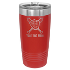 Personalized red 20 oz vacuum insulated tumbler with 'Baseball and Glove' design