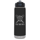 Personalized black 20 oz vacuum insulated water bottle with 'Baseball and Glove' design