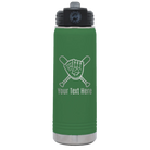 Personalized green 20 oz vacuum insulated water bottle with 'Baseball and Glove' design