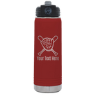 Personalized maroon 20 oz vacuum insulated water bottle with 'Baseball and Glove' design